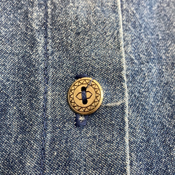 Vintage Midi Skirt Womens Large Blue Jean Cotton Straight Pockets Button Front - Picture 7 of 10